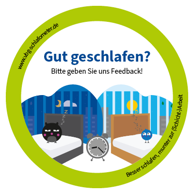 VBG-Schlafometer Bett mit Eule und Lerche