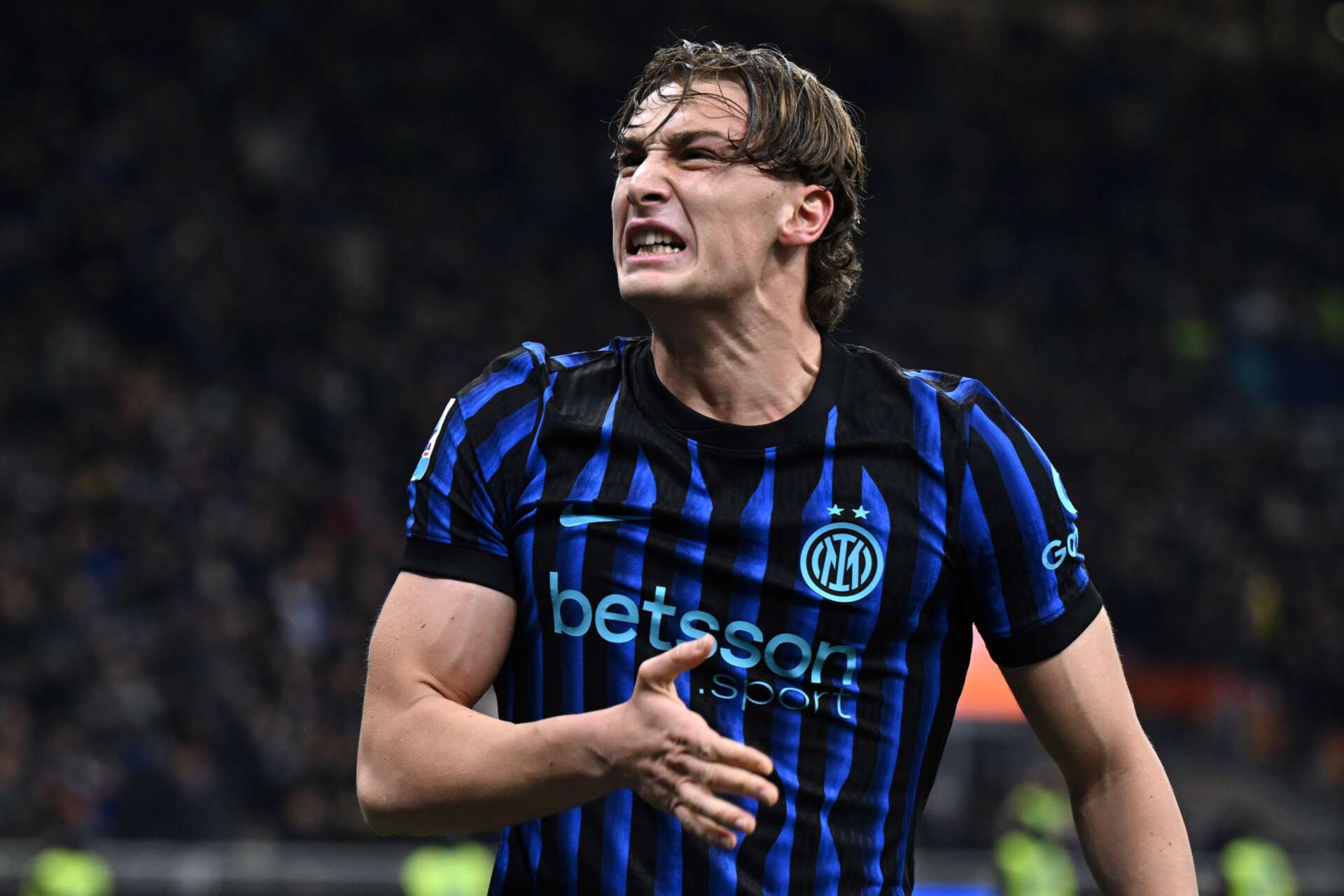 Inter Mailands Shootiongstar Pio Esposito feiert seinen Treffer im Serie A-Spiel gegen Juventus Turin, 14.02.2026