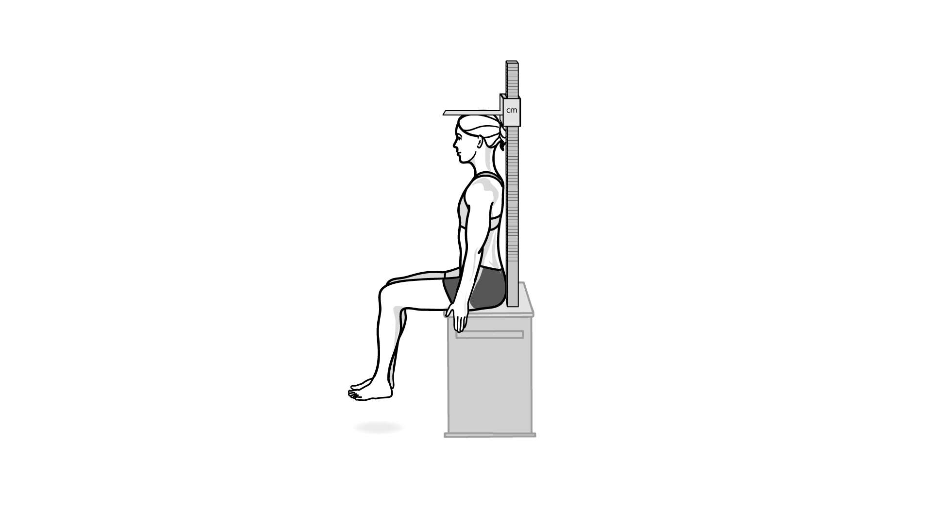 Illustration zur Messung der Körperhöhe sitzend