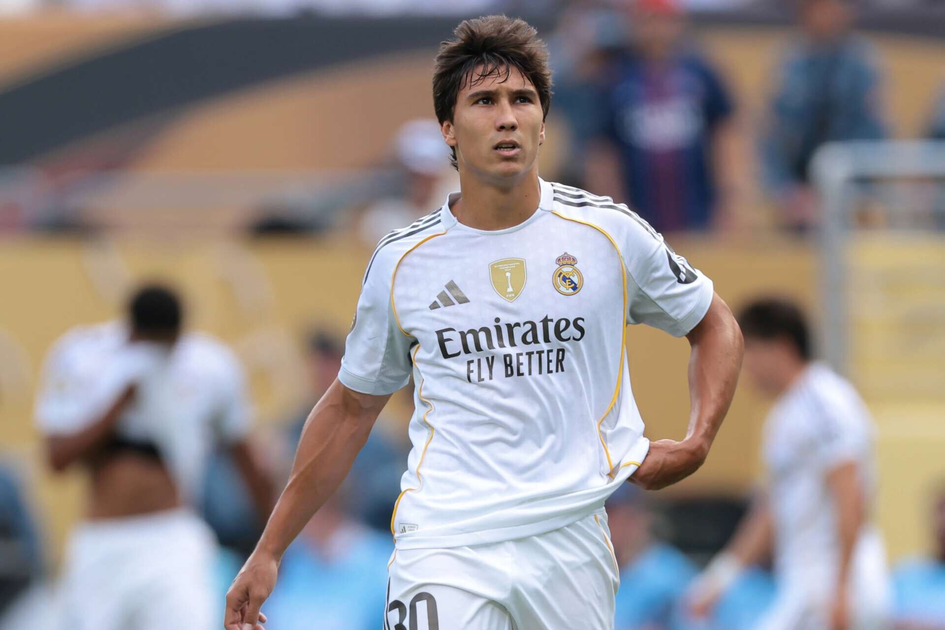 Real Madrids Nachwuchstalent Gonzalo Garcia während des Klub-WM-Halbfinalspiels gegen Paris Saint Germain, 9.07.2025