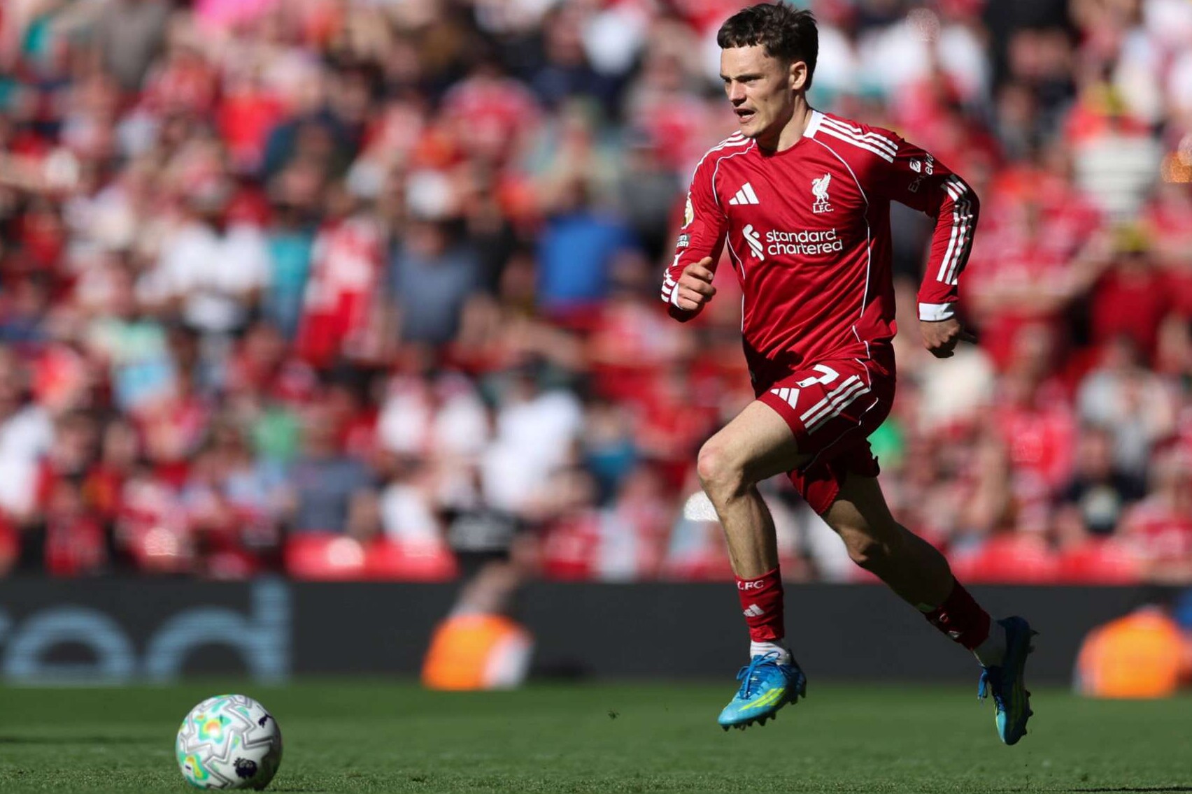 Liverpools Mittelfeldstar Florian Wirtz während eines Premier League-Spiels gegen Crystal Palace, 25.04.2026