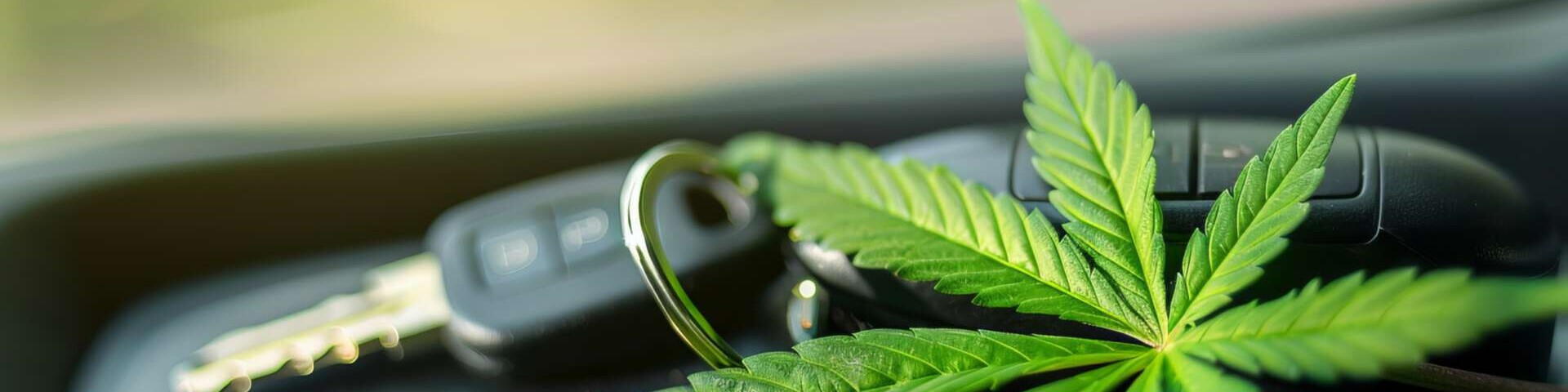 Cannabispflanze mit Autoschlüssel liegen im Pkw.