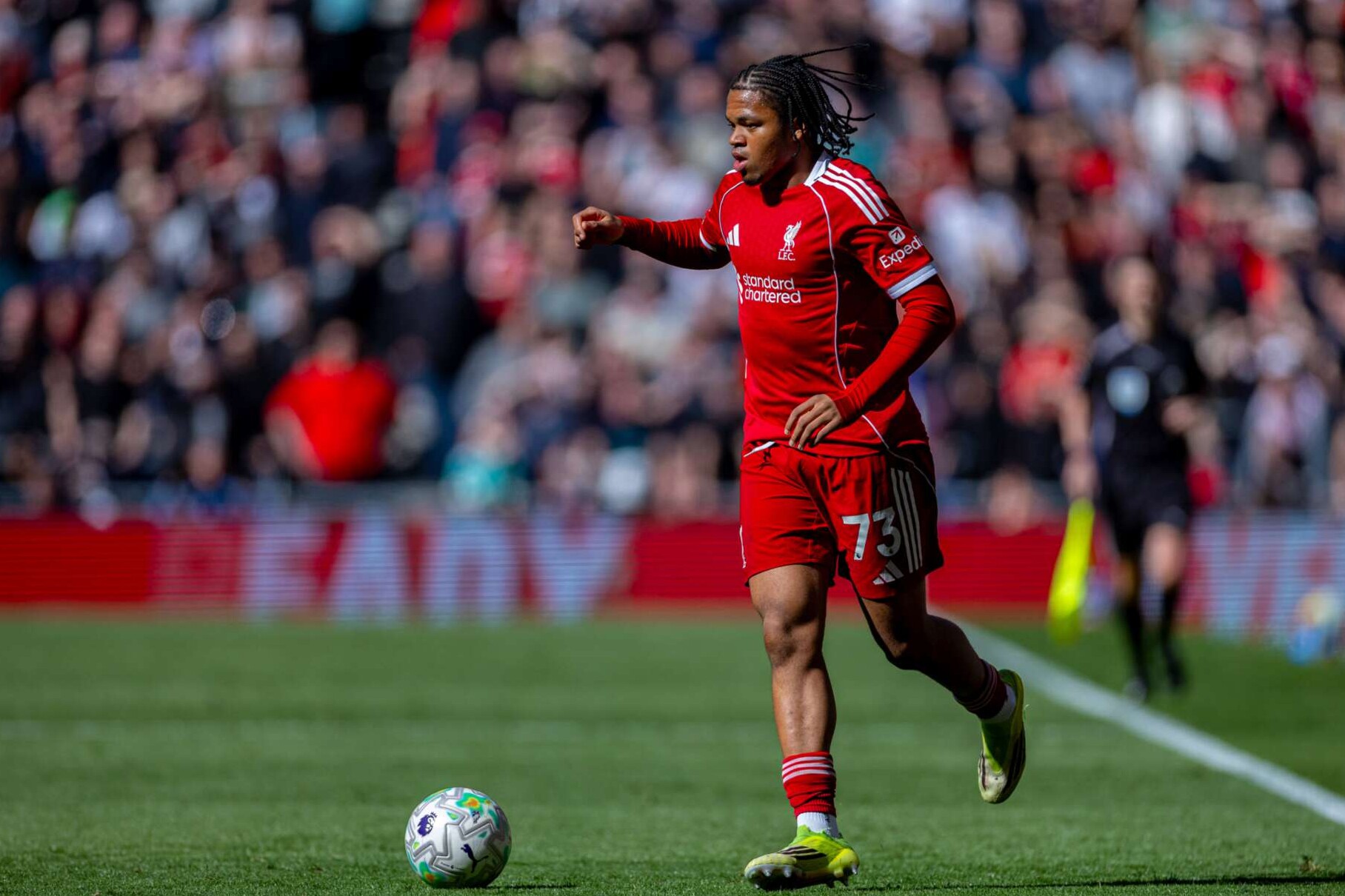 Liverpools Rio Ngumoha während der Premier League-Partie gegen den FC Everton, 19.04.2026