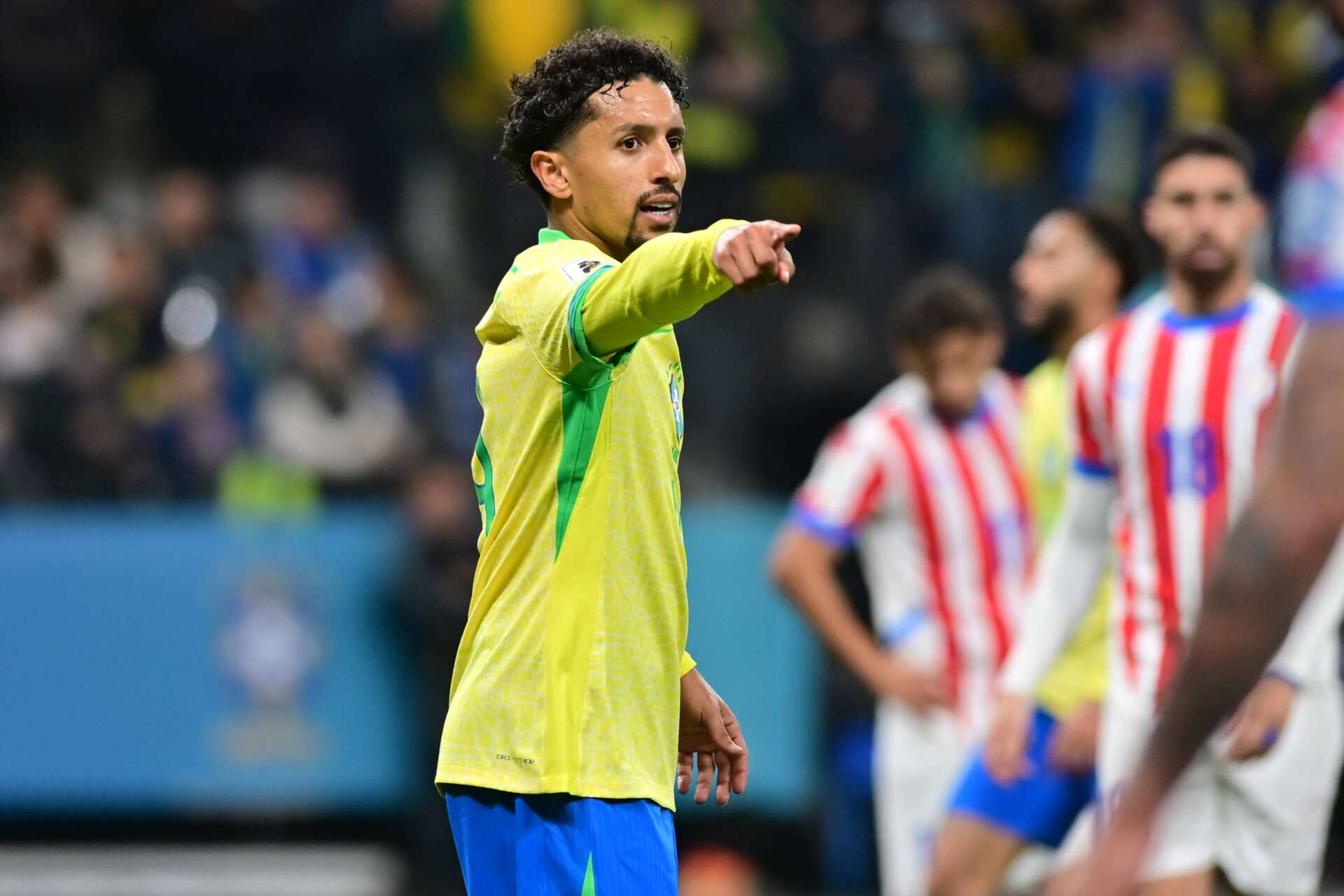 Brasiliens Führungsspieler Marquinhos während des WM-Qualifikationsspiels gegen Paraguay. 10.06.2025