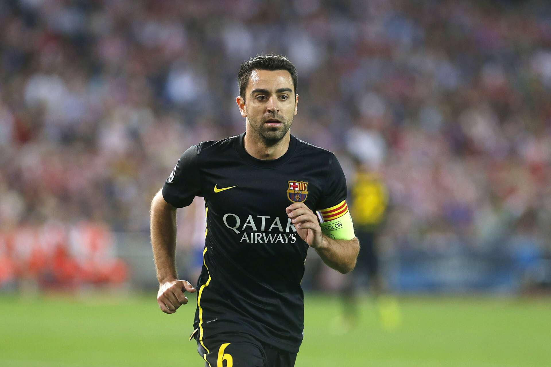 Barcelonas Topstar Xavi Hernandez während des Champions League-Viertelfinalspiels gegen Atletico Madrid, 9.04.2014. 