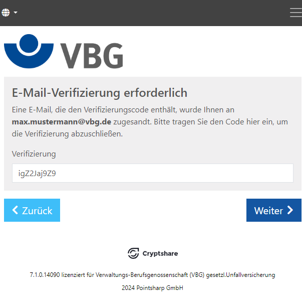 Cryptshare Verifizierungsabschluss