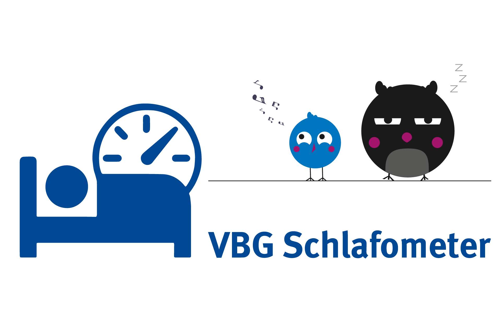 Grafische Darstellung von Lerche und Eule neben einer Schlafsituation