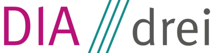 Logo DiAdrei -Schriftzug mit drei Linien