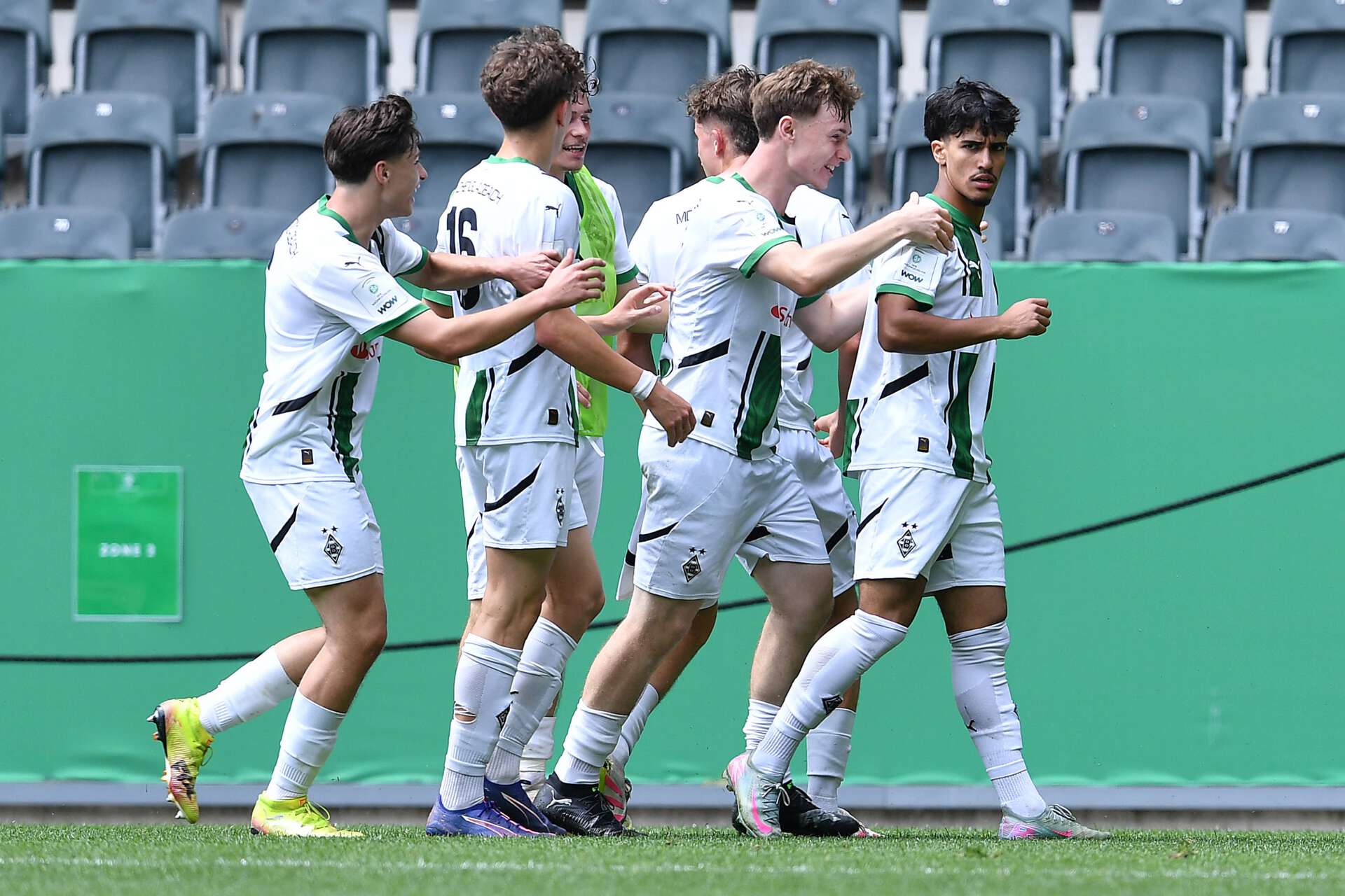 Gladbachs Can Armando Güner beim Torjubel zum 2:1 im Finale um die Deutsche Meisterschaft der B-Junioren gegen RB Leipzig am 15.06.2025