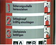 Bedienungsanleitung eines Feuerlöschers