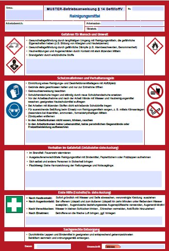 Beispiel einer Betriebsanweisung